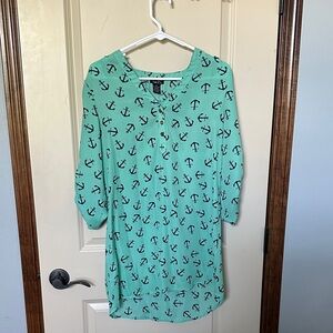 Rue21 Mint Green Anchor Print Mini Dress